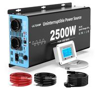 OLTEANP Inversor de onda sinusoidal pura 2500 W con circuito prioritario sector y función de carga y función UPS, convertidor de voltaje 12 V a 230 V, control remoto con pantalla LCD