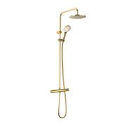 Oltens Atran conjunto de ducha a pared con termostato con rociador con efecto lluvia brillo dorado 36500800