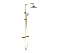Oltens Atran conjunto de ducha a pared con termostato con rociador con efecto lluvia oro cepillado 36500810
