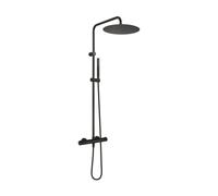 Oltens Boran conjunto de ducha a pared con termostato con rociador con efecto lluvia negro mate 36502300