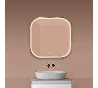 Oltens Nordlis espejo 80x80 cm cuadrada con iluminación con lámina calefactora dorado 64122810