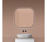 Oltens Nordlis espejo 80x80 cm cuadrada con iluminación con lámina calefactora negro 64125300