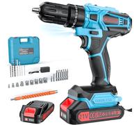 Olubfdh Taladro Percutor a Bateria 21V, Taladro Atornillador Bateria con 1×2000mAh Baterías, 45 Nm, 25+3 Ajuste Par (2 Velocidad y LED) Drill Adecuado para bricolaje en casa y jardín (Azul)