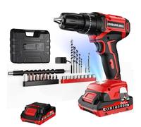 Olubfdh Taladro Percutor a Bateria 21V, Taladro Atornillador Bateria con 2000mAh Baterías, 45 Nm, 25+3 posiciones de par (2 Velocidad y LED) Adecuado para bricolaje en casa y jardín (1 Batería)