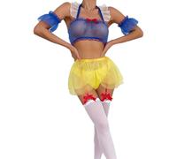 Oludkeph Disfraz de princesa para mujer, conjunto de lencería de liguero de 7 piezas con medias (color azul, talla L)