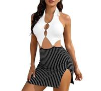 Oludkeph Disfraz de secretaria de oficina para mujer, sexy, para profesora, cosplay, lencería de oficina, juego de rol, mini vestido (blanco, talla única)