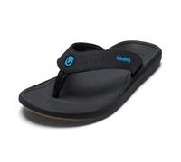 OLUKAI Ki'i - Sandalias de playa para hombre, de secado rápido, resistentes al agua y ligeras, plantilla moldeada por compresión y ajuste cómodo ultrasuave, Lava Rock/Azul Oscuro, 47 EU