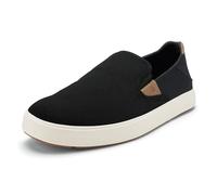 OLUKAI Lae'ahi Nui - Zapatos sin cordones para hombre, zapatos de uso diario para uso casual, detalles de cuero y malla de primera calidad, comodidad durante todo el día y soporte de arco, negro