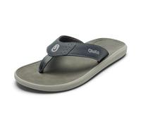 OLUKAI Pili - Sandalias de cuero para hombre, diseño elegante y versátil, correas cómodas e impermeables, soporte de arco y uso diario, Rock/Ash, 47 EU