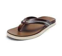 OLUKAI Sandalias de cuero Shoreline para hombre, sandalias de uso diario con materiales de primera calidad y detalles ricos, comodidad durante todo el día y soporte de arco, multicolor, (Toffee/Toffee