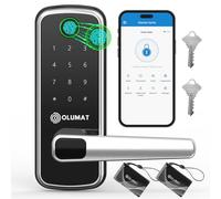 OLUMAT Cerradura de puerta de entrada sin llave con teclado digital con asa para el hogar, alquiler, oficina y hotel (plateado)