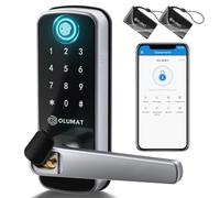OLUMAT Cerradura de puerta de entrada sin llave con teclado digital con asa para el hogar, alquiler, oficina y hotel (plateado)