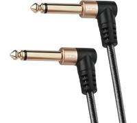 Oluote Mono 6.35mm TS Macho a Macho Cable de Audio de ángulo Recto, para Bajo Eléctrico, Amplificador,Instrumento Musical, etc (1.5M)