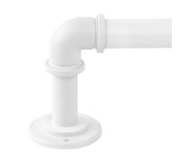 OLV - Barras de cortina de estilo industrial, blancas, para ventanas de 183 a 366 cm, opacas, cobertura completa, diámetro 2,54 cm, ajustables, resistentes, para interior y exterior