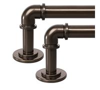 OLV - Juego de 2 barras de cortina de estilo industrial, bronce, para ventanas de 122 a 213 cm, opacas, cobertura completa, diámetro 2,54 cm, ajustables, resistentes, para interior y exterior