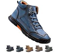 Olveros Boots, Cryonessa Men's Comfortable Handmade Leather Boots - Waterproof, Arch Support, Pressure Relief, Spacious Toe Box for Outdoor Adventures (Blue,42)