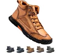 Olveros Boots, Cryonessa Men's Comfortable Handmade Leather Boots - Waterproof, Arch Support, Pressure Relief, Spacious Toe Box for Outdoor Adventures (Brown,43)