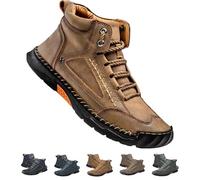 Olveros Boots, Cryonessa Men's Comfortable Handmade Leather Boots - Waterproof, Arch Support, Pressure Relief, Spacious Toe Box for Outdoor Adventures (Khaki,41)