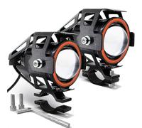 OLVESXC Motocicleta redondo Para Faros Delanteros Angel Eyes Para Motocicleta, Lámpara De Conducción LED Auxiliar Universal Con Interruptor(2pcs red light)
