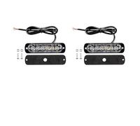 OLVESXC Tercera Tercera Luz De Freno 2 Uds 6 Luces LED Estroboscópicas Parrilla Luz Intermitente Emergencia Ámbar Rojo Azul Lámpara Advertencia Lateral DRL Camión Policía(2Pcs White Red)
