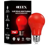 OLVEX Luz Roja Nocturna Melatonina E27 - Bombillas Led E27 Luz Calida - Bombilla Led para Dormir - Tecnología Flicker Free + 0% Luz Azul - Mejora del Ritmo de Descanso e Ideal para Leer.