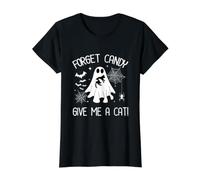 Olvídate de Candy, regálame un Gato, Divertido Fantasma con un Gato Negro Camiseta gráfica económica, Mujer, Negro, XL