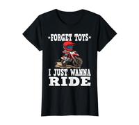 Olvídate de los Juguetes Que Solo Quiero Montar, Moto de Cross para niños Camiseta gráfica económica, Mujer, Negro, S
