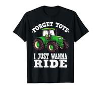Olvídate de los Juguetes Que Solo Quiero Montar, Tractor para niños Camiseta gráfica económica, Hombre, Negro, L