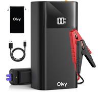 Olvy Arrancador y banco de energía 2 en 1, pico de 1500 A, amplificador de batería portátil de 12 V con abrazaderas inteligentes, linterna LED, salida USB/tipo C, para coches, camiones, motocicletas
