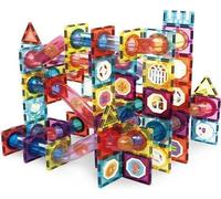 Olvy Bloques de Construcción Magnéticos Juego Educativo Stem | 100 Piezas | Set Circuito Canicas | Estilo Mármol 3D | Tubos de Encaje Firme | Juguete de Fichas Imantadas