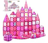 Olvy Bloques de Construcción Magnéticos Juego Educativo Stem | 80 Piezas | Set Castillo Princesas | Imaginación y Color | Bordes Redondeados | Juguete de Fichas Imantadas