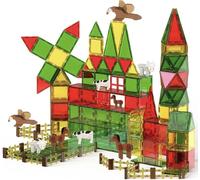 Olvy - Bloques de construcción magnéticos Montessori - 80 Azulejos magnéticos para niños - Juguete de construcción magnético a Partir de 3 años - Parque Inteligente - Juego de Bloques magnéticos