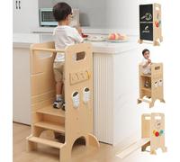Olvy Kids 4-in-1 Montessori Torre De Aprendizaje - Learning Tower - Escalera De Madera - Escalón Infantil 4 Peldaños - Torre De Cocina Infantil - Torre De Aprendizaje Desde 1 Año