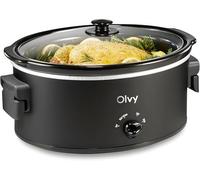 Olvy Olla de cocción lenta 6L con olla interior de cerámica, 3 niveles de temperatura, asas plegables, ideal para la familia y preparación de comidas