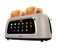 Olvy Tostadora 4 Rebanadas con Pantalla LCD y Temporizador - Ranuras Extra Anchas para Pan Grueso - 6 Niveles de Dorado, Descongelar y Recalentar - 1500W - Beige