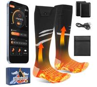 Olycism Calcetines Calefactables con App 5000mAh Batería Recargable Hombres Mujeres 4 Temperaturas Ajustables Ciclismo Al Aire Libre Camping Senderismo Motocicleta Esquí S Tamaños
