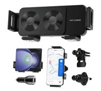 Olycism Cargador de Coche Inalámbrico de Doble Bobina 15W para Z Fold 6/5/4 Cargador Inalámbrico de Auto Samsung Galaxy Z Flip con función de Soporte de Teléfono de Carga Automática QC 3.0