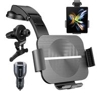 Olycism Dual Coils 15W Fast Wireless Charger Auto Handyhalterung mit Ladefunktion Automatico Induktio Qi Kabellose Autoladegeräte Ventiung für Samsung Galaxy Z Fold 6/5/4/3 USB QC 3.0 Autoladegerät