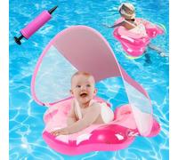 Olycism Flotador Bebe con Sombrilla UPF50+ Materiali adatti ai Bambini Flotador con Sombrilla para Bebe Bomba de Aire y Parches Capacidad de Carga máxima 20 kg Rosa