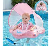 Olycism Flotador Bebe con Sombrilla UPF50+ Materiali adatti ai Bambini Flotador con Sombrilla para Bebe Bomba de Aire y Parches Capacidad de Carga máxima 20 kg Rosa Claro