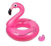 Olycism Flotador Inflable Flamenco para Piscina con Soporte para Bebidas y Kit de Parche, Flamenco de Juguete Inflable de Verano para Fiestas de Piscina