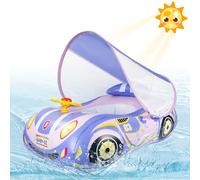 Olycism Flotadores para Bebés con Sombra UPF50+ Ajustable Toldo de Sol y Volante de Juguete Flotadores para Bebes pequeños con Kit de Parches para Niños Flotador bebé 1-4 Años Azul