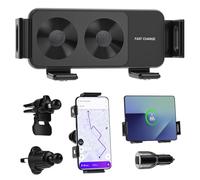 Olycism Soporte para teléfono móvil de 15 W Dual Coils QC 3.0 Fast Wireless Charger Auto con función de Carga para Z Fold/Flip 7/6/5/4/3 Puede rotar automáticamente el Coche Soporte de Coche