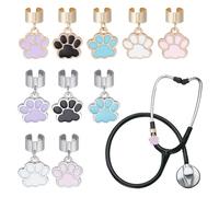 OLYCRAFT 10 dijes de estetoscopio con huella de perro de 27 mm, aleación esmaltada, estetoscopios, colgante de estetoscopio, etiqueta de nombre, accesorios para médico, enfermera, asistente médico