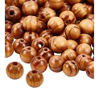 OLYCRAFT 100 Cuentas de Madera Natural de Pino de 12 mm, Redondas Sueltas de Burlywood, Espaciadoras para Manualidades, Joyas de Bricolaje