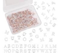 OLYCRAFT 1040 Piezas de Relleno de Resina de Letras de Platino, Alfabeto, Suministros de Resina Epoxi, Cabujones de Latón para Arte de Uñas y Accesorios de Decoración de Uñas, 26