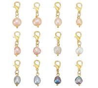 OLYCRAFT 12 colgantes de perlas de agua dulce de 6 estilos de 28 mm, perlas de agua dulce, conectores de perlas cultivadas de agua dulce, eslabones con lazo para hacer pulseras, collares, joyas