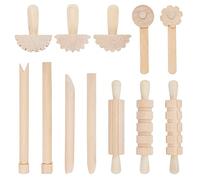 OLYCRAFT - 12 Herramientas para Amasar, Herramientas para Arcilla y Masa, Accesorios para Juegos, Incluidos Rodillos, Martillo, Paquete de Fiesta, Madera, Herramientas de Cerámica
