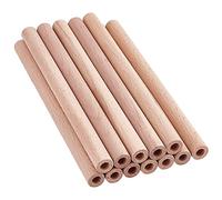 OLYCRAFT 12 Varillas de Madera Huecas de 20x1.5cm con Agujero de 0.8cm, Redondas de Haya para Manualidades y Arte