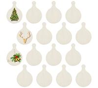 OLYCRAFT 16 Pieza C con Mango Mini Tabla de Cortar de Madera Redonda de Madera Sin Terminar Bandeja para Servir Queso para Bricolaje Cocina Verduras Suministro de Frutas - 23x16 cm